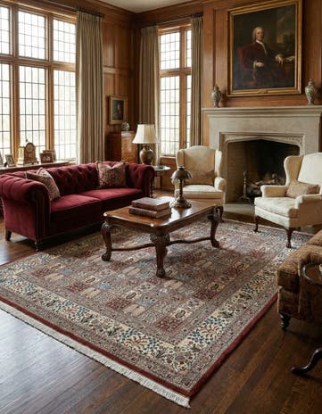 7' 11 x 9' 6 Hand Knotted Indo Bachtiar Wool Rug