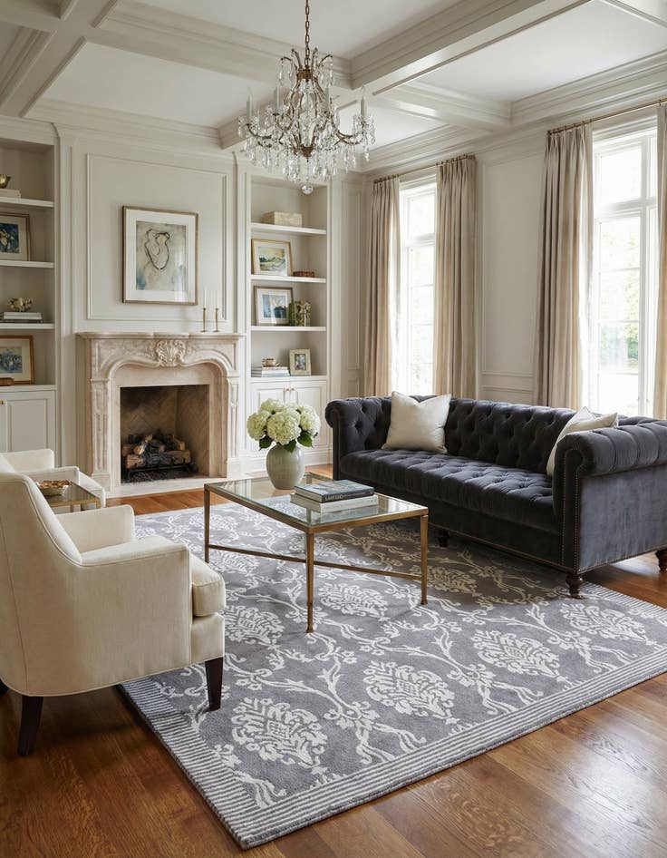 Detail image of  5' 9 x 8'  Hand Knotted Darya Wool Rug