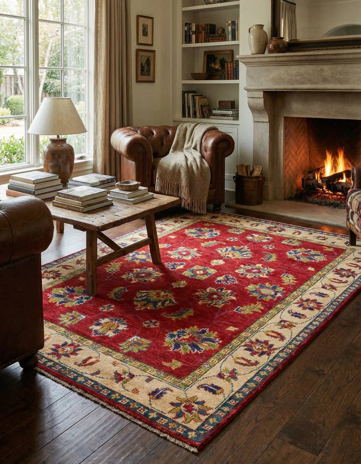 Detail image of 3' 10 x 6'  Hand Knotted Kazak Rug