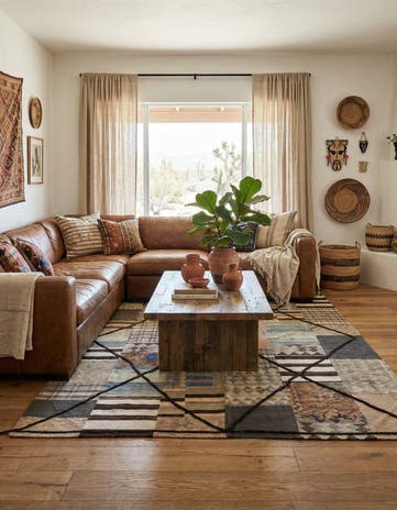 6' 6 x 9' 7 Hand Woven Kilim Patchwork Wool Rug