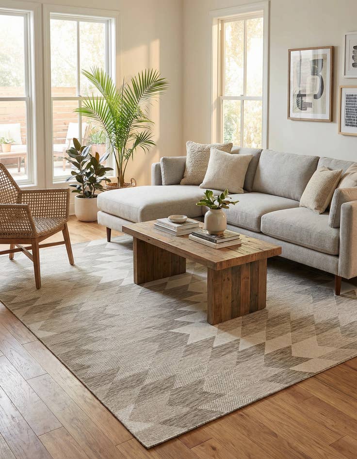 Detail image of  7' 10 x 7' 10  Washable Modern Indoor / Outdoor Square Rug