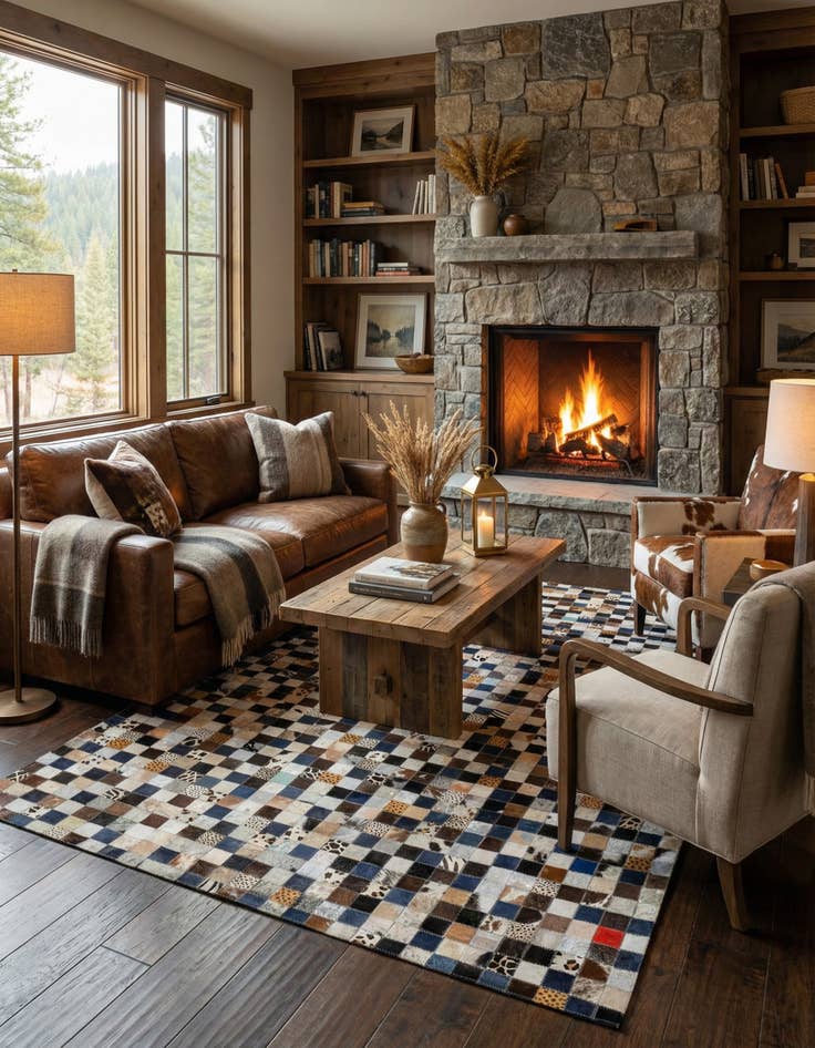 Detail image of  5' x 8' Cowhide Leather Rug