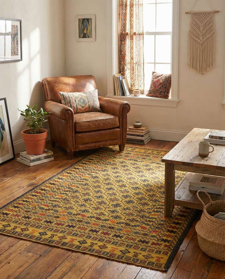 4' x 6' 6 Hand Woven Kilim Afghan Wool Rug