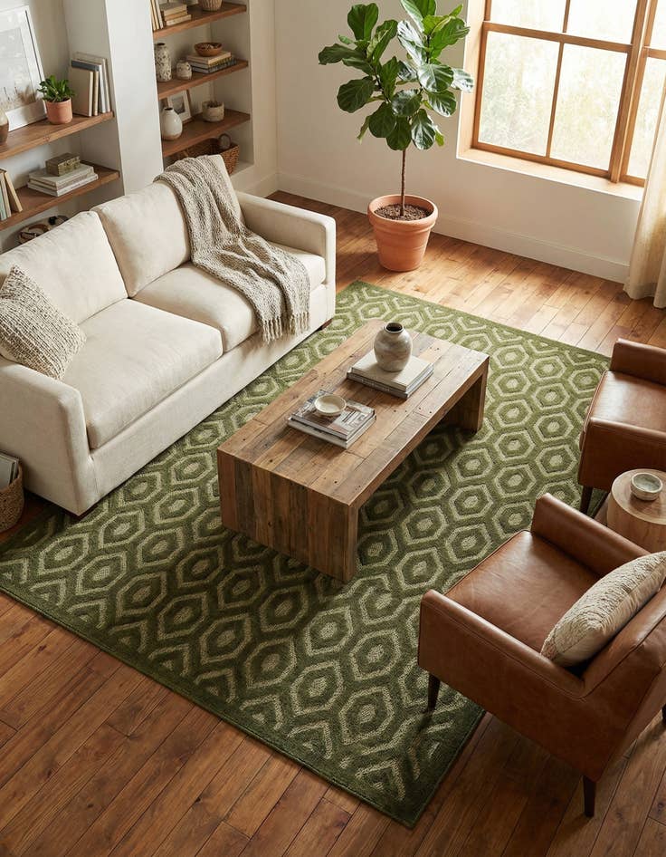 Detail image of 9' x 12'  Washable Trellis Textured Indoor / Outdoor Rug