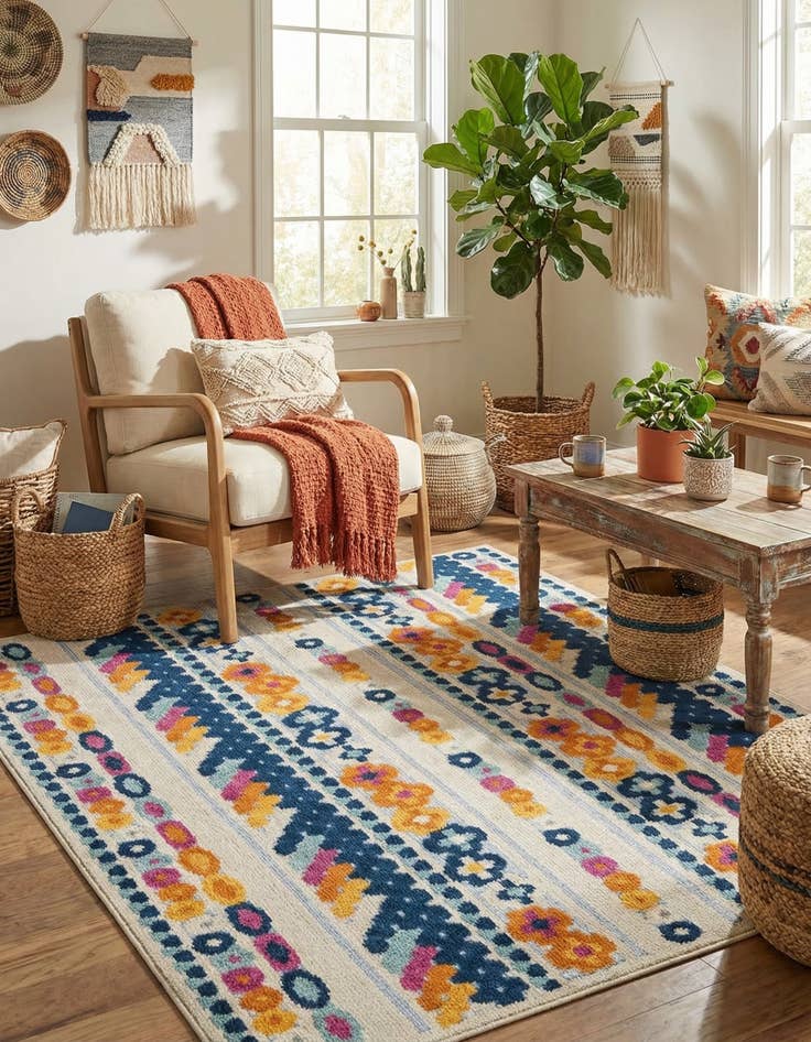 Detail image of 5' 3 x 5' 3  Washable Aruba Indoor / Outdoor Square Rug