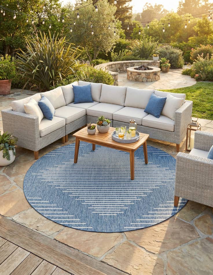 Detail image of  13' x 13'  Washable Modern Indoor / Outdoor Round Rug