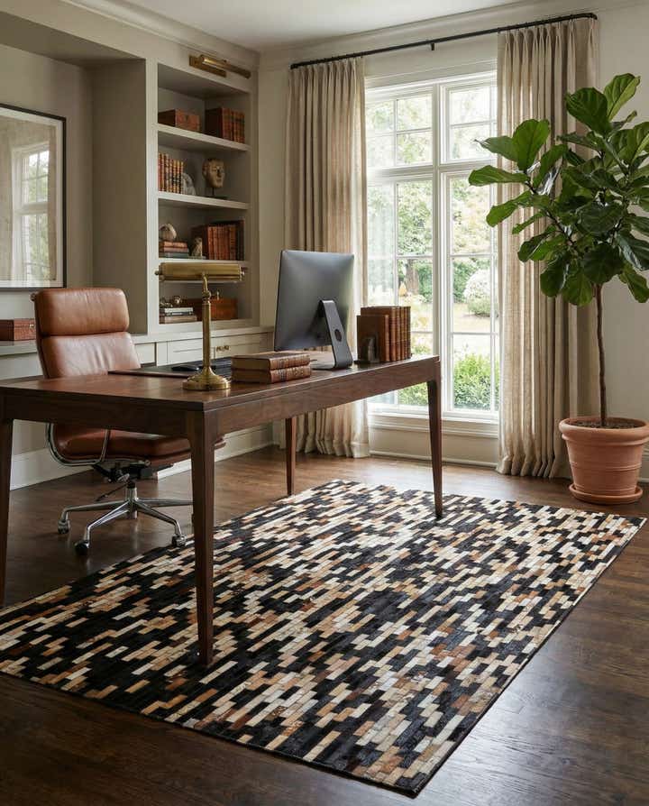 5' x 7' 9 Cowhide Leather Rug