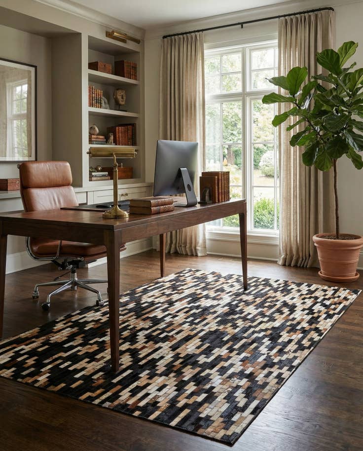 Detail image of 5' x 7' 9 Cowhide Leather Rug