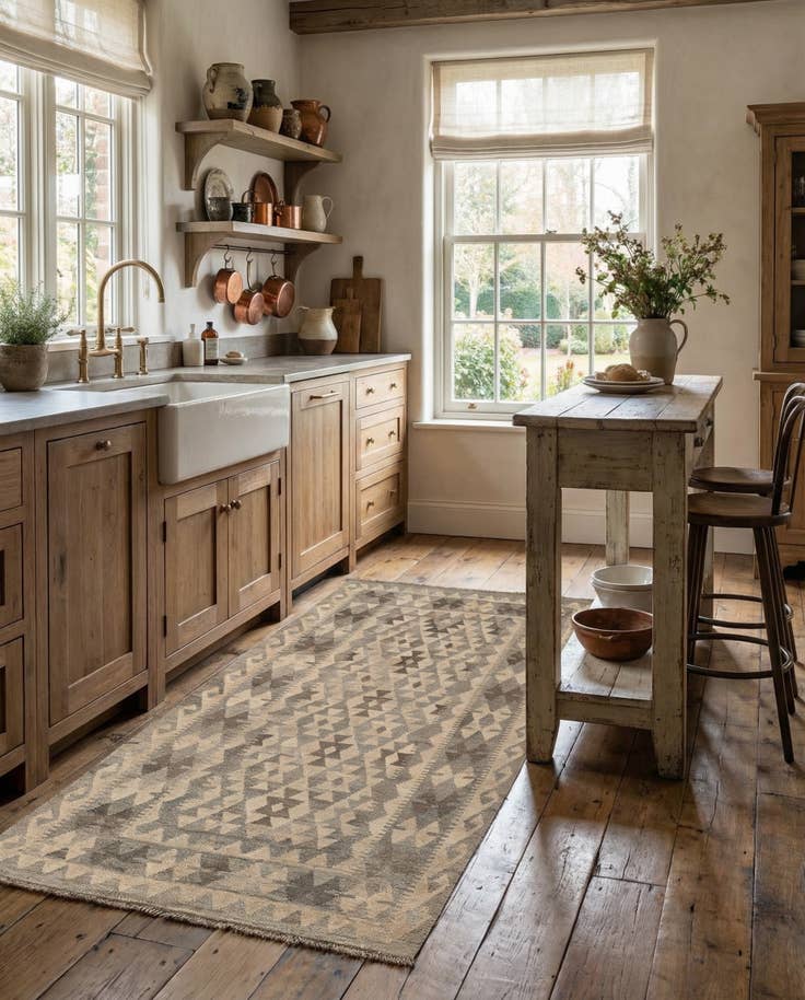 Detail image of 4' x 5' 11 Hand Woven Kilim Maymana Wool Rug