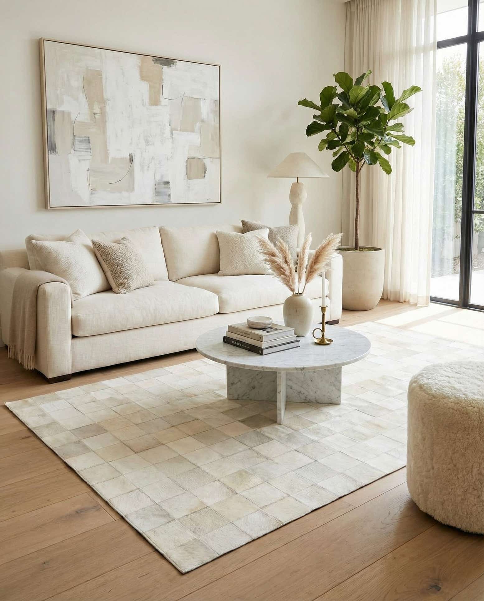 5' x 8' Cowhide Leather Rug