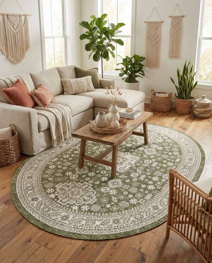 7' 10 x 10' Easy-Clean Aztec Indoor / Outdoor Oval Rug