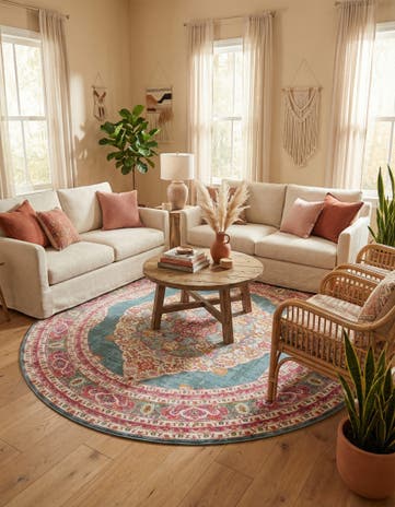 Turquoise Havana Round Rug