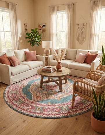 Turquoise Havana Round Rug