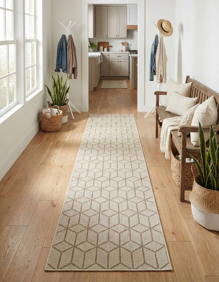 Detail image of 2' 7 x 12'  Washable Trellis Indoor / Outdoor Runner Rug