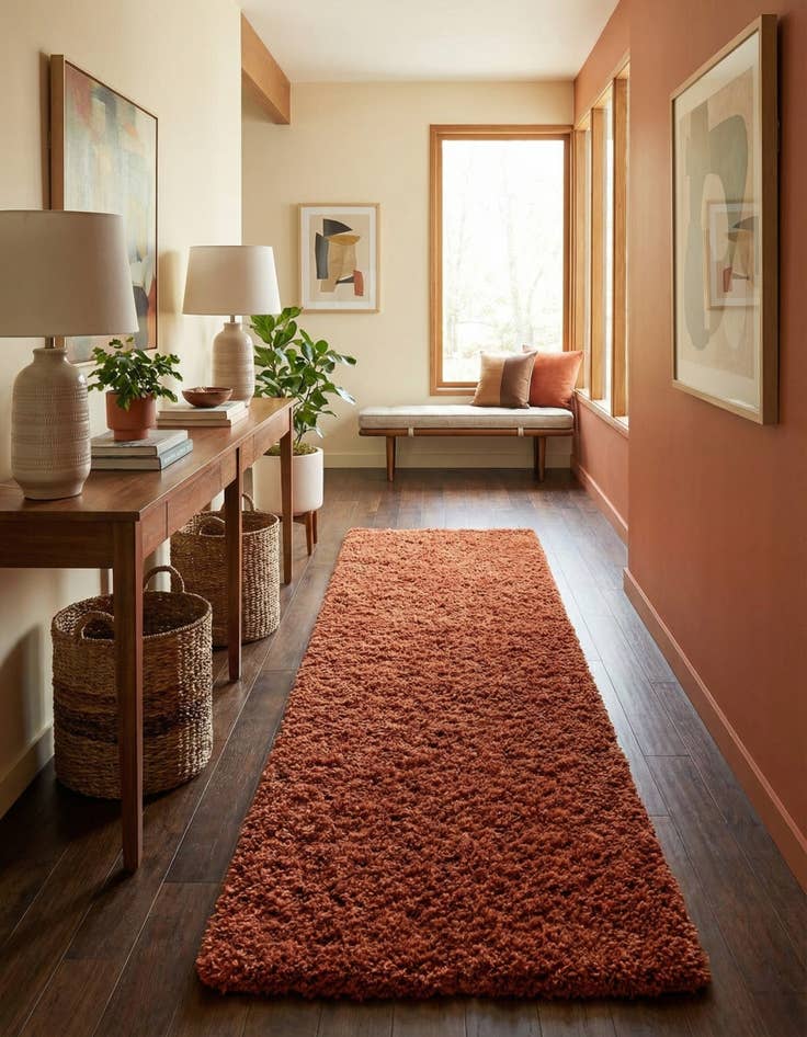 Detail image of  2' 7 x 16' 5 Solid Shag Runner Rug