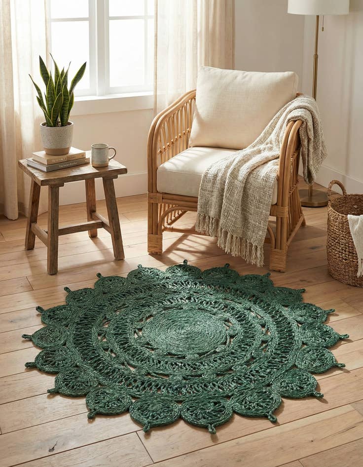 Detail image of  3' 1 x 3' 1  Hand Braided Jute Round Rug