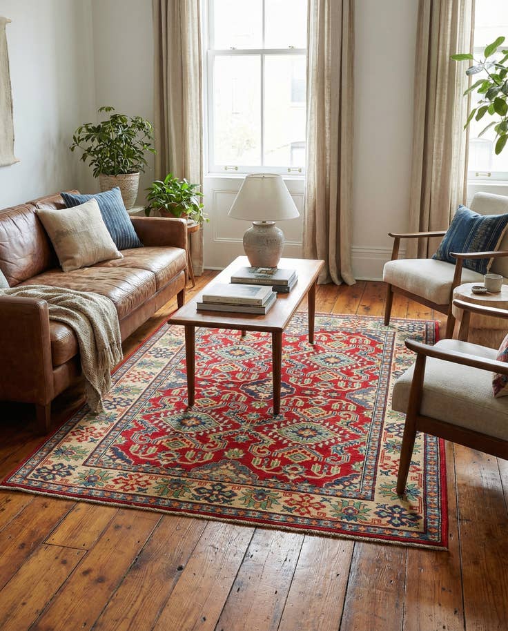 Detail image of 4' 10 x 6' 8 Hand Knotted Kazak Rug