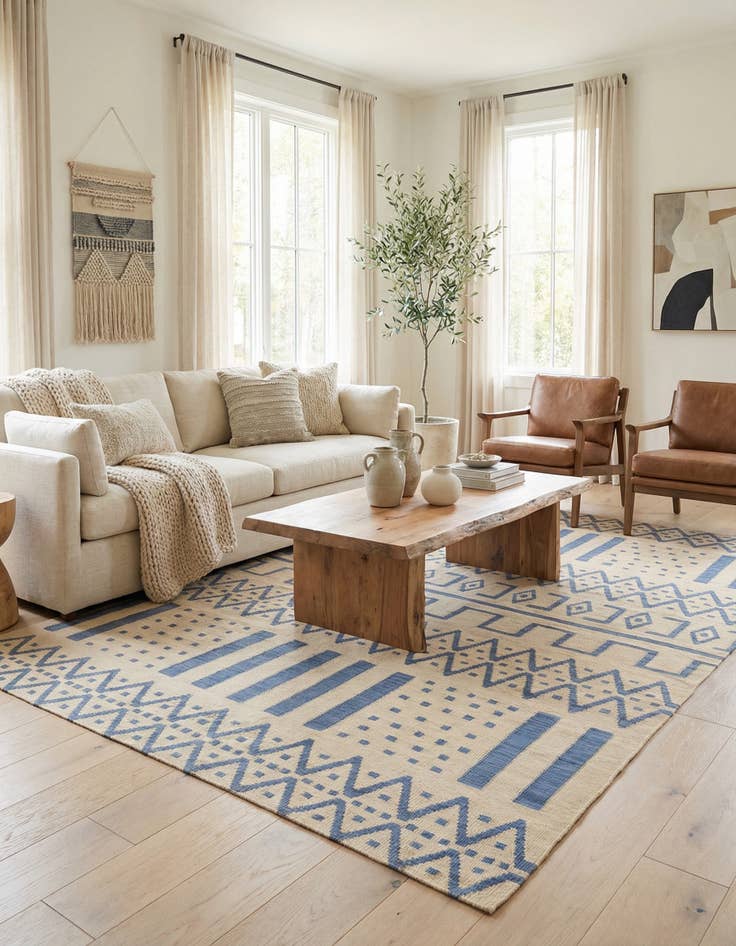 Detail image of  7' 1 x 9' 9  Hand Woven Kilim Modern Wool Rug