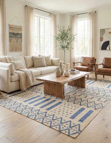 7' 1 x 9' 9 Hand Woven Kilim Modern Wool Rug