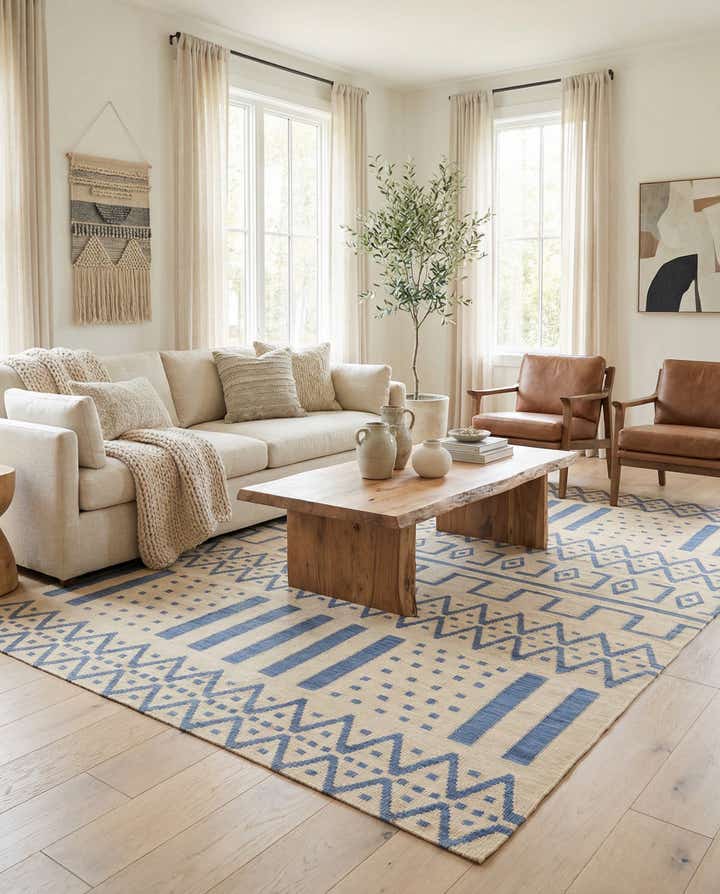 7' 1 x 9' 9 Hand Woven Kilim Modern Wool Rug