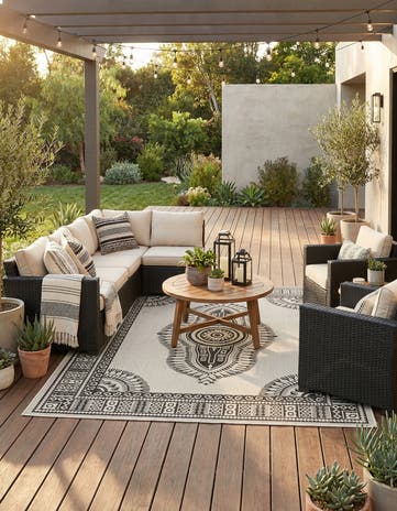 7' 10 x 10' Easy-Clean Traditional Indoor / Outdoor Rug