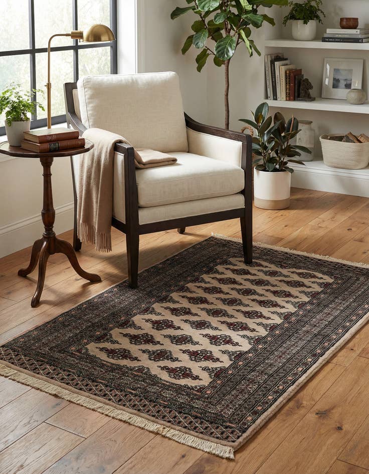 Detail image of 3' 1 x 4' 9  Hand Knotted Bokhara Oriental Wool Rug