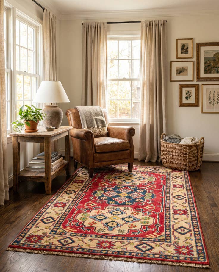 Detail image of 3' 3 x 4' 10 Hand Knotted Kazak Rug