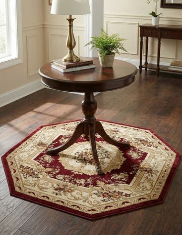 Red Classic Aubusson Octagon Rug