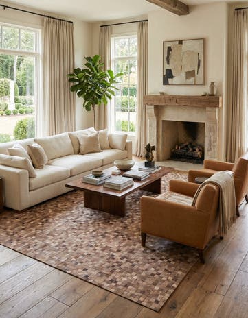 8' x 9' 9 Cowhide Leather Rug