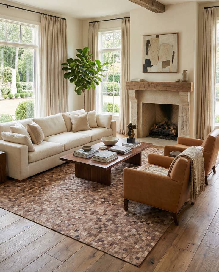 Detail image of 8' x 9' 9 Cowhide Leather Rug
