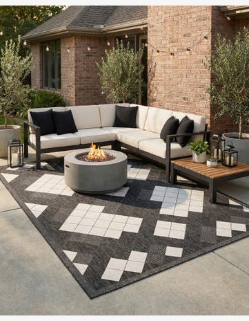 9' x 12' Easy-Clean Modern Indoor / Outdoor Rug