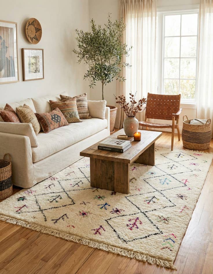 Detail image of 5' 6 x 7' 6  Hand Knotted Moroccan Wool Rug