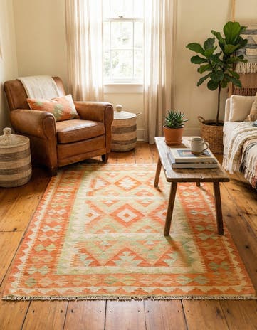 3' 4 x 5' Hand Woven Kilim Waziri Wool Rug