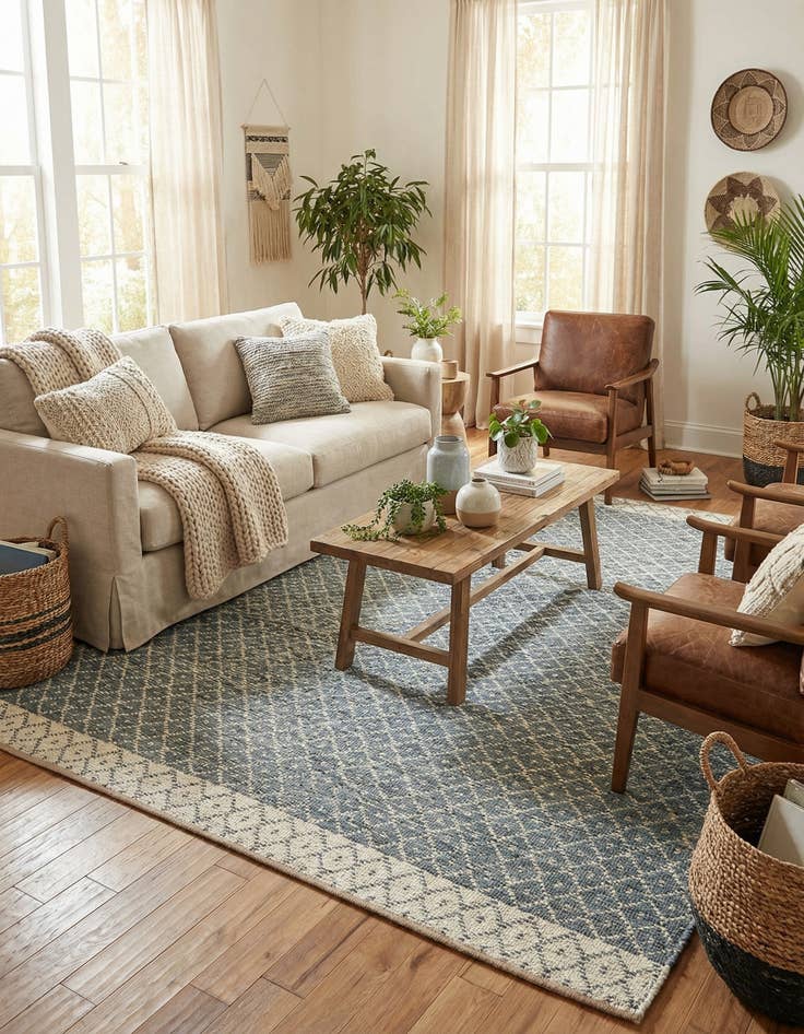 Detail image of  9' x 12'  Hand Woven Chindi Trellis Rug