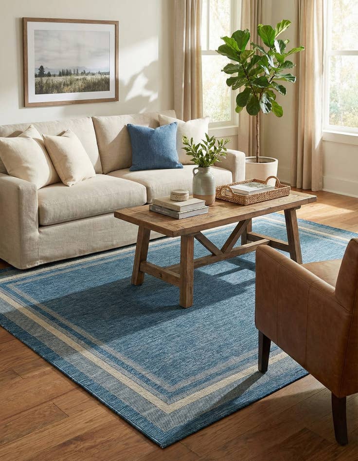 Detail image of 7' 10 x 11'  Washable Border Indoor / Outdoor Rug