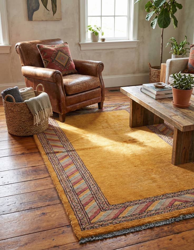 Detail image of 3' 2 x 4' 10  Hand Knotted Kashkuli Gabbeh Oriental Wool Rug