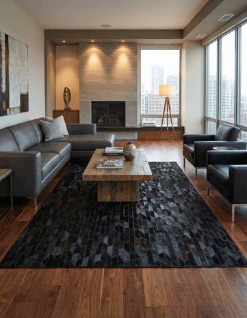 5' 1 x 8' Cowhide Leather Rug