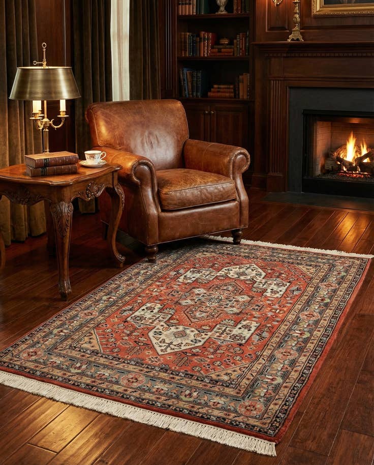 Detail image of 4' 4 x 6' 5 Hand Knotted Bokhara Oriental Wool Rug