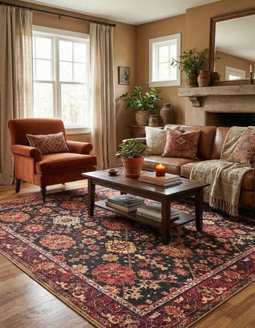 Black Washable Timeless Square Rug