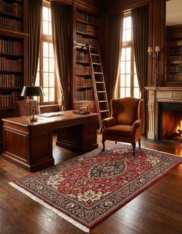 4' 8 x 6' 11 Hand Knotted Qom Persian Rug