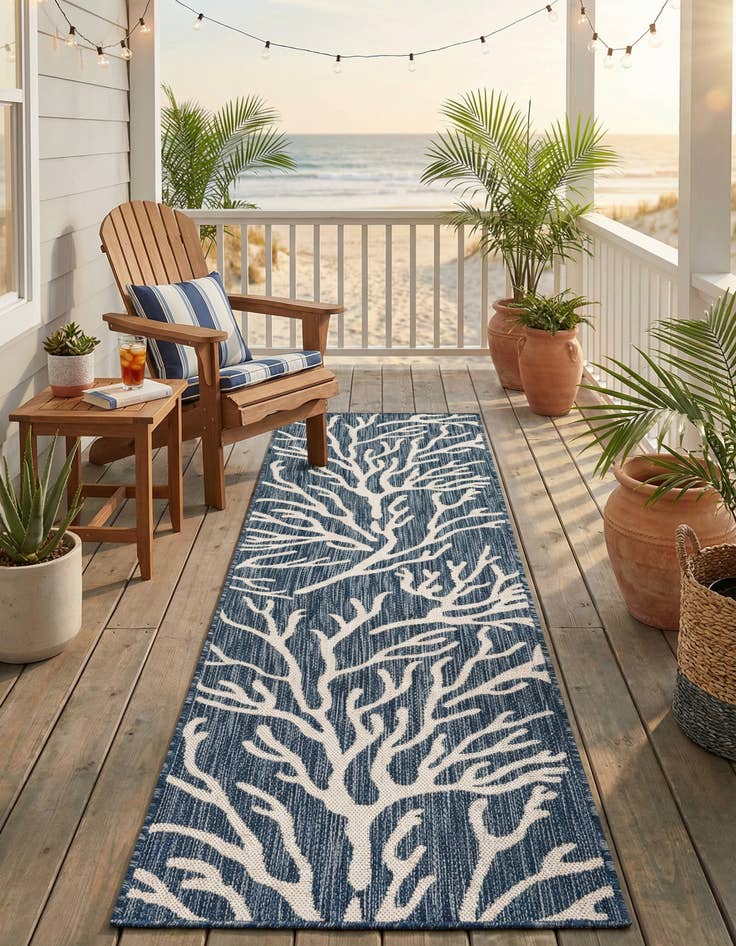 Detail image of 2' x 8'  Washable Coastal Indoor / Outdoor Runner Rug