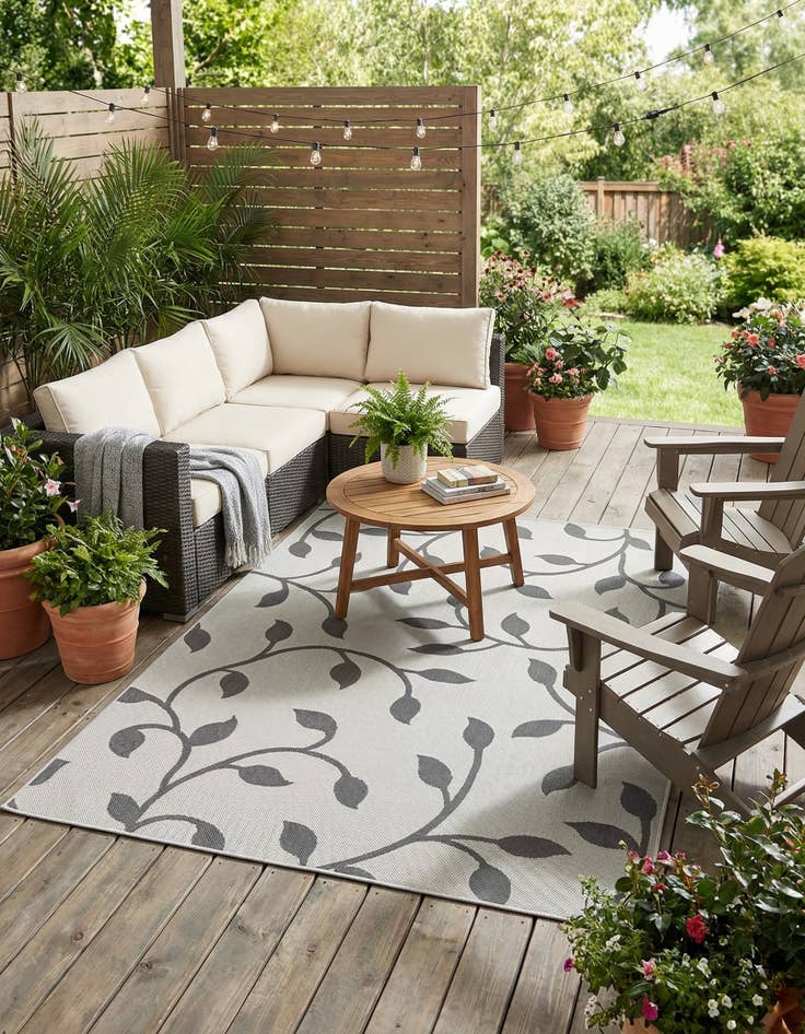 Detail image of 7' x 10'  Washable Botanical Indoor / Outdoor Rug