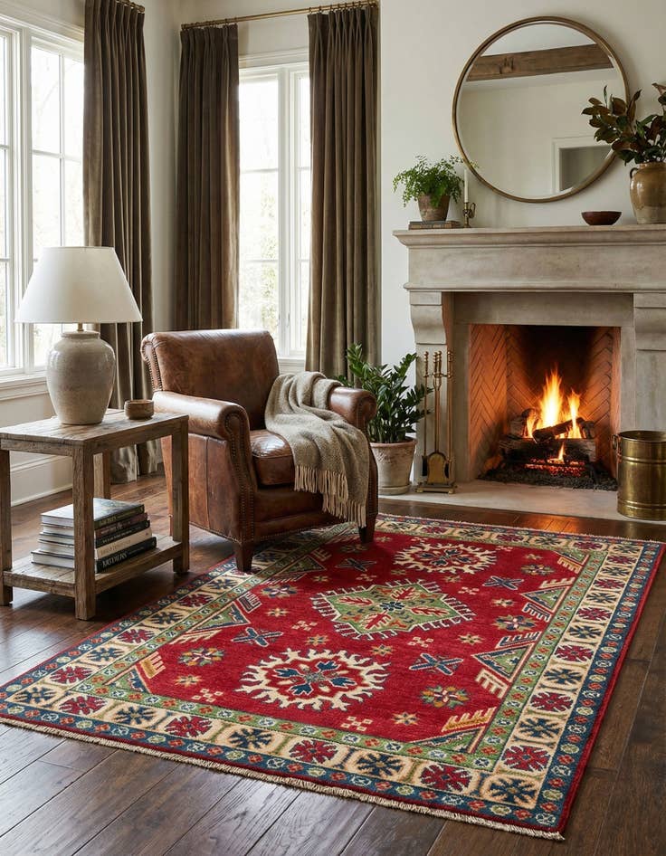 Detail image of 3' 2 x 5'  Hand Knotted Kazak Rug