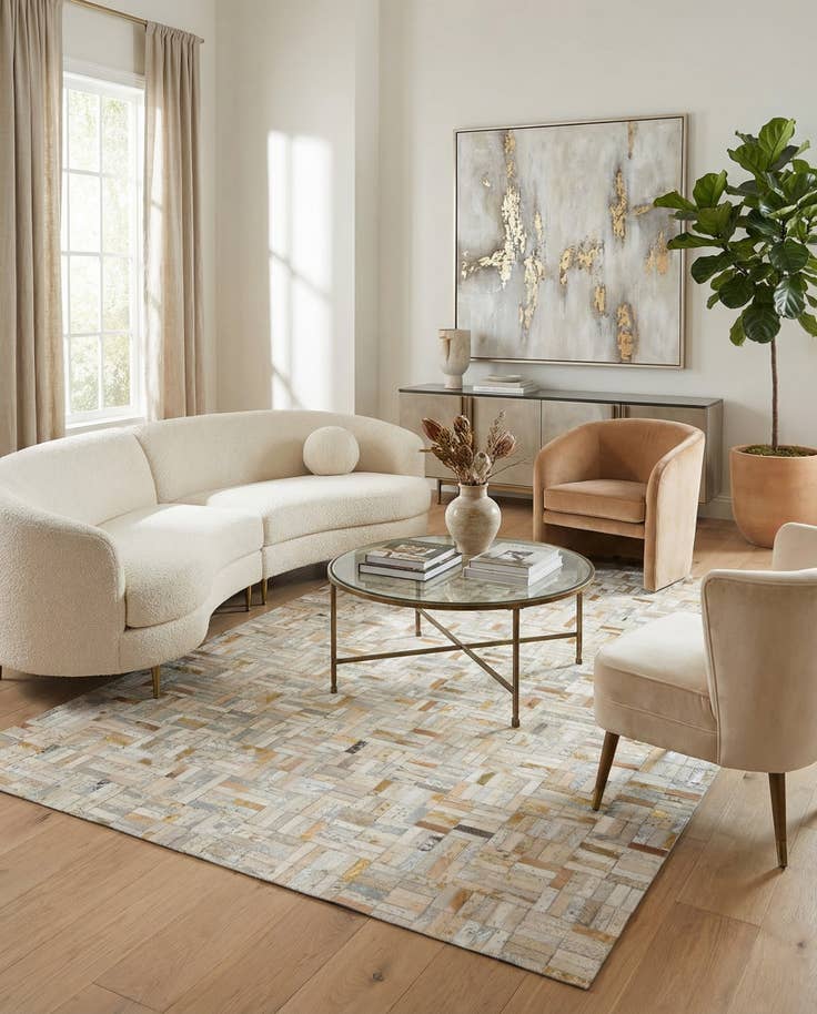 Detail image of 5' x 8' Cowhide - Patchwork Rug