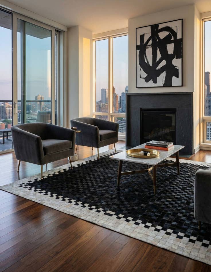 Detail image of 5' 1 x 7' 9 Cowhide Stocks Rug