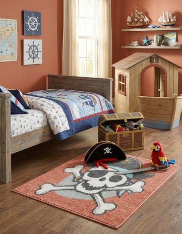 2' 2 x 2' 11 Pirate Whimsy Kids Rug