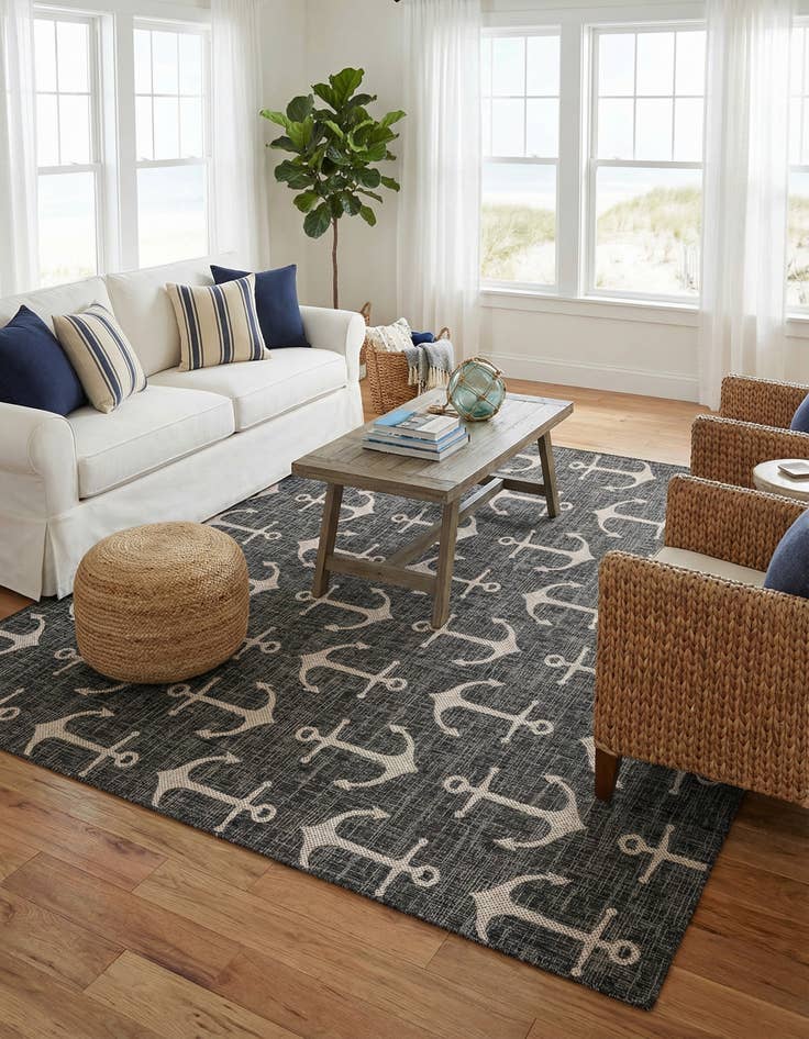 Detail image of  10' x 10'  Washable Coastal Indoor / Outdoor Square Rug