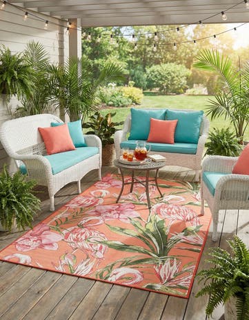 4' x 6' Easy-Clean Botanical Indoor / Outdoor Rug