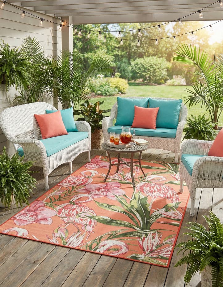 4' x 6' Easy-Clean Botanical Indoor / Outd...