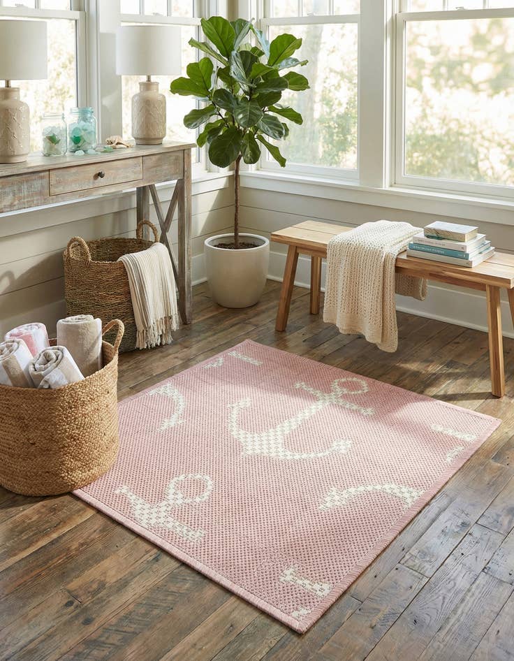 Detail image of 1' 4 x 1' 4  Washable Coastal Indoor / Outdoor Sample Rug
